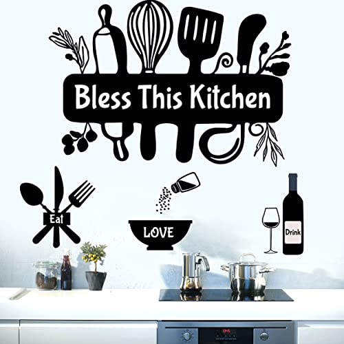 Large Kitchen Decals Quotes Kitchen Wall Stickers is The Heart of Home Vinyl Wall Sign Art Decor Word Saying with Kitchenware Big Butterfly DIY Wall Design Art Decor Home Decor.