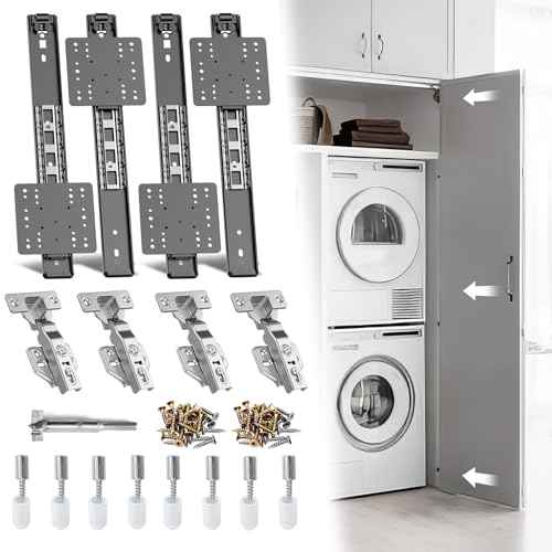 Pisman Pocket Door Slides 12 inch 4 PCS and Pocket Door Hardware for Inset and Cabinet Door, Disappearing and Hidden The Slides and The Hinges.