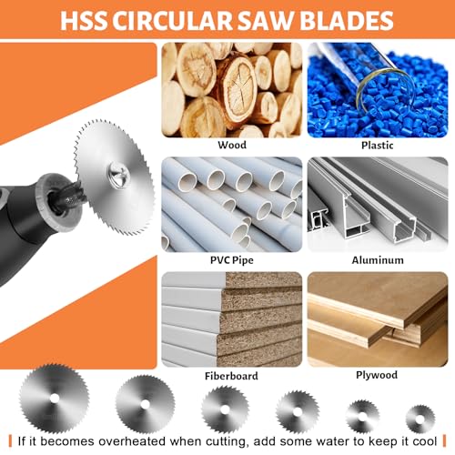 55pcs Cutting Wheels Set for Dremel Rotary Tool,10pcs Resin Cutting Discs,10pcs Diamond Cutting Wheels,6pcs HSS Circular Saw Blades,20pcs Sanding Drum for Cutting Metal,Wood