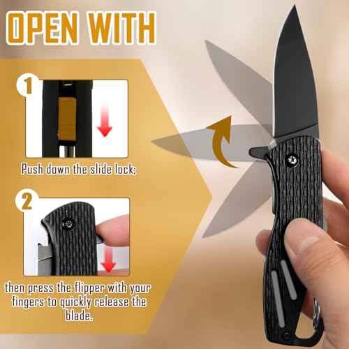 Keychain Folding Knife, Small Pocket Knife with Safety Lock, 2.5" Steel Blade, Bottle Opener, Great EDC Tool for Father's Day Gift (Model 6175P)
