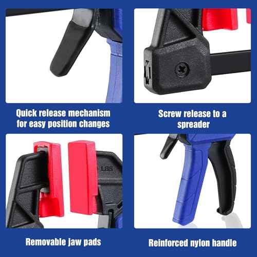 WORKPRO 6" Mini Bar Clamps for Woodworking, One-Handed Clamp/Spreader, Light-Duty Screw-Change F Clamp with 50lbs Load Limit, 2PC