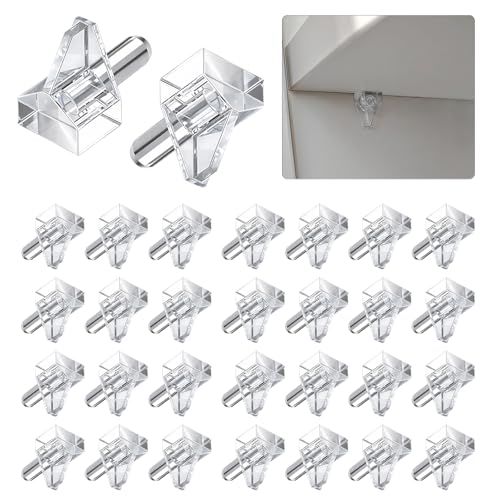 5mm Clear Shelf Support Pegs 30-Pack for Cabinets & Shelving - Hengengood