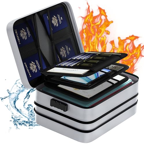 Fireproof Document Bag with lock, Expandable Capacity Document Organizer with Zipper Protection, Fireproof £¦ Waterproof Box for File Storage, Portable Home Travel for Important Documents, Soft Bag