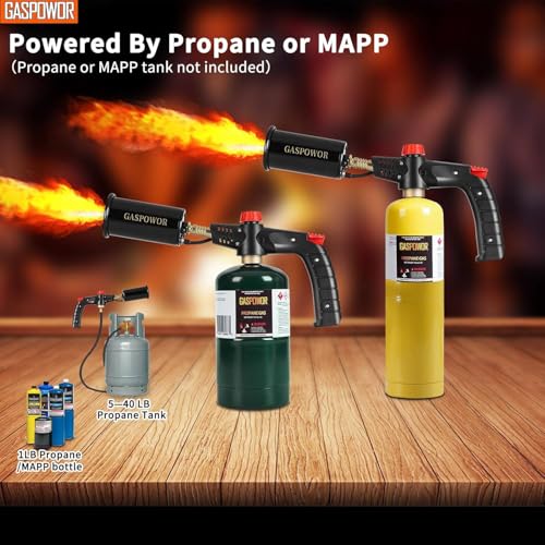 POWERFUL Grill Torch Charcoal Torch Lighter, Campfire Starter with stainless steel hose & hooks, Sous Vide,Kitchen torch,Grill & Cooking Propane Torch Charcoal Starter, BBQ Searing(Fuel Not Included)