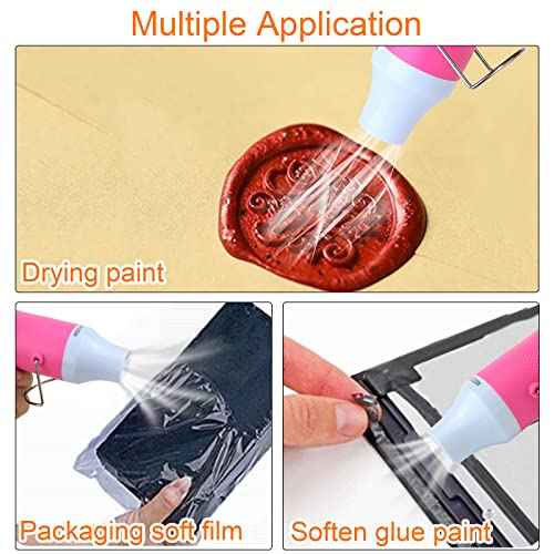 Mini Heat Gun,300W Portable Hot Air Gun Electric for DIY Acrylic Resin Craft, Dryer Crafts Handheld Heat Gun for Cup Turner, Shrink Wrapping, Crafts Embossing, Resin Bubble Remover (Pink)