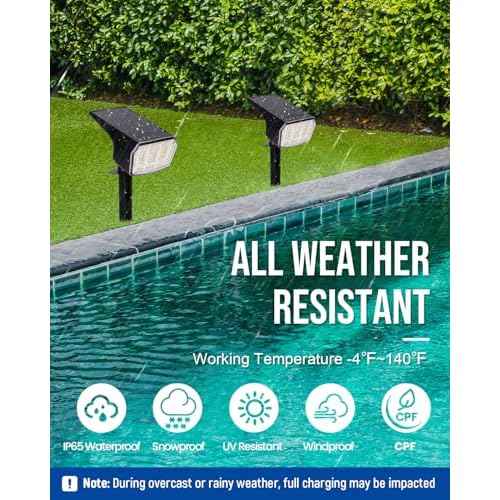 Solar Spot Lights Outdoor Waterproof 4 Pack IP65, 63 LED 3 Lighting Modes Spotlights for Yard Garden House Garage Pathway