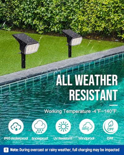 AUDERWIN Outdoor Solar Spot Lights 4 Pack Waterproof Cool White