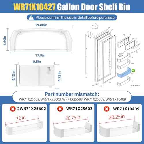 WR71X10427 Door Gallon Bin Compatible With GE Refrigerator Door Shelf Bin Rack ZISS420DRISS ZISS420NM ZISB420DRH ZIS420NRJ ZISW420DRG, Door Shelf Bin Replace 945734 AP3190209 AH698135 EA698135