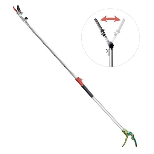 GARTOL Pruner for Garden, Cut Upto 1 Inch & Hold Telescopic Pole Pruner, Fruit Picker with Rotating Blade Head, Lightweight Aluminum Extendable Handle for Tree Branch Cutter, 3.67-5.45 FT, Silver