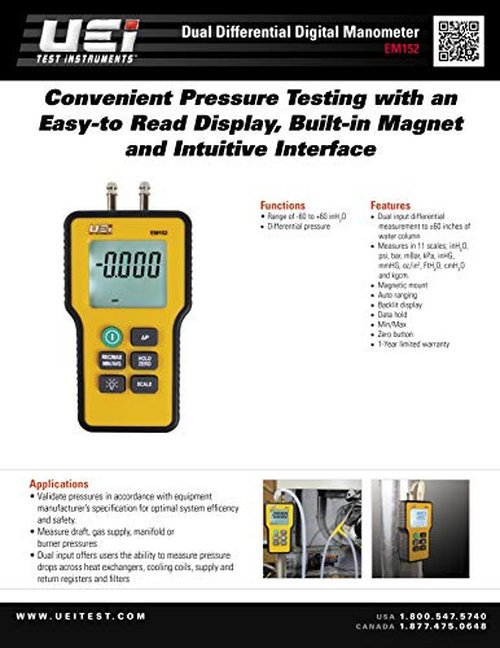 UEi Test Instruments - Electronic Manometer (EM152)