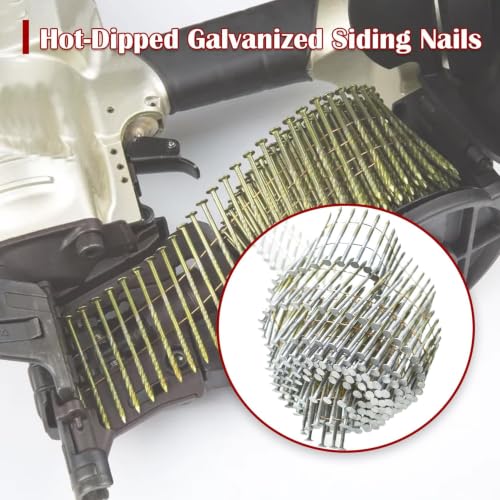 Findmall 2-Inch Wire Collated Nails 15-Degree Ring Shank Galvanized 3600 Pack for Gun CN57/CN65/CN70