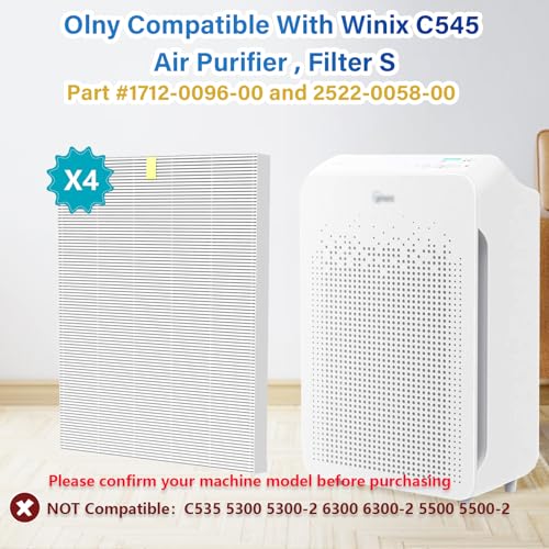 4 Pack C545 Replacement HEPA Filter Compatible with Winix C545 - True Post Filter S (Part 1712-0096-00) - 4 Pack