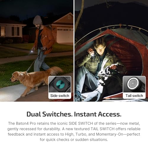 OLIGHT Baton4 Pro EDC Rechargeable Flashlight Black, Compact 1600 Lumens