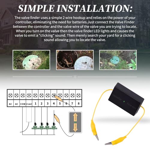1Pc Lawn Valve Locator,Valve Finder,2 Wire Hookup,Plug and Play