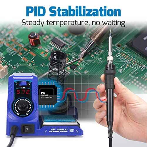 WEP 926LED V3 Soldering Station 130W MAX Soldering Iron Kit with Solder Wire, 5 Soldering Tips, Tweezers, Solder Sucker, Tip Cleaner, Temperature Control, Sleep Mode, C-F Conversion