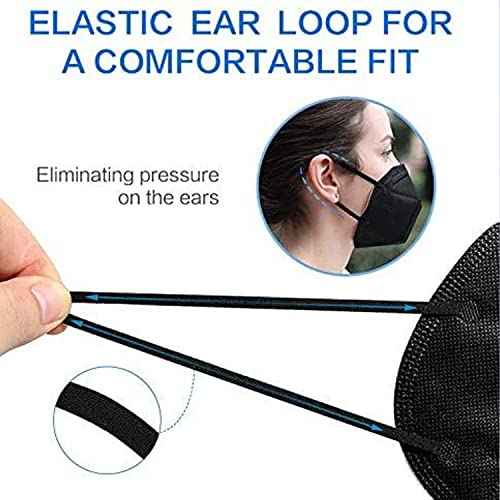 HUHETA KN95 Face Masks, Packs of 30 Black Mask, 5-Layers Mask Protection, Protective Cup Dust Masks for Outdoor Indoor Use