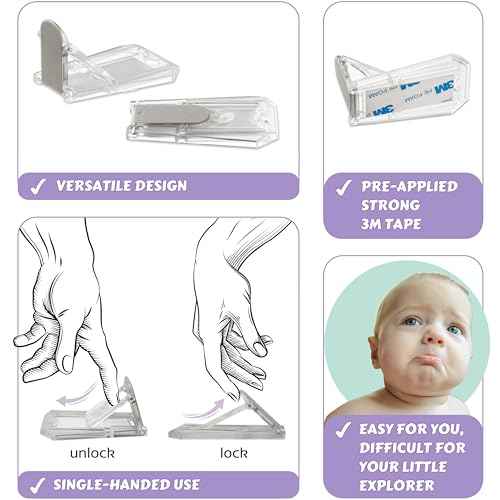 Child Proof Locks for Sliding Doors, Glass Windows, Closets & Cabinets (2 Pack) - Adhesive Baby Safety Keyless Sliding Door Stopper (Transparent)