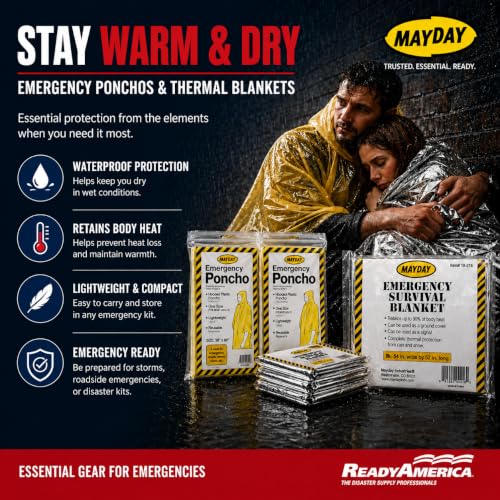 Ready America 72 Hour Emergency Kit for 1 Person Backpack with First Aid, Food, Water, Shelter — Disaster Preparedness Go-Bag