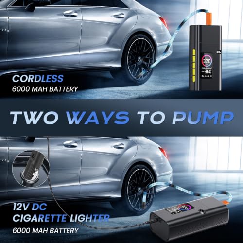 AIPOWAY Cordless Tire Inflator Black 180 PSI for Car, Bike, Motorcycle