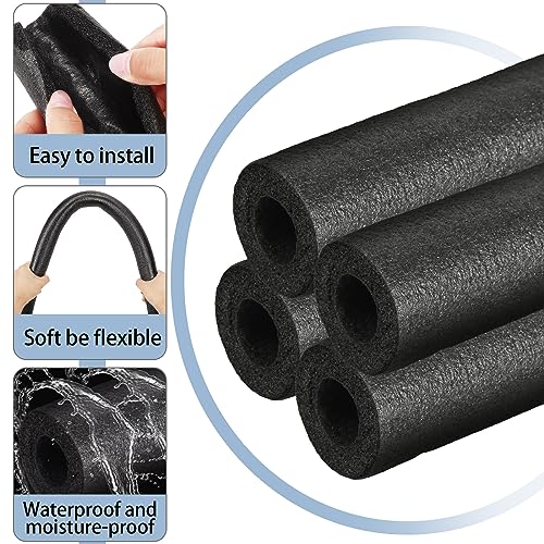 Amylove 12 Pack Black Foam Pipe Insulation Tubes 3.3ft x 1inch for Pipes & Pools