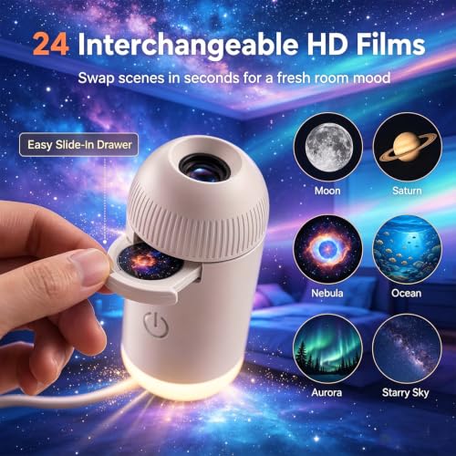 Finndeen 24pc HD 5D Holographic Night Light Projector with Galaxy & Ocean Scenes