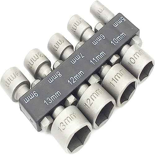 9 Pcs 1/4 Inch Hex Power Nuts Driver Drill Bit Tools Metric Wrench For Quicker Change Chuck Power Socket Aapter 5-13mm
