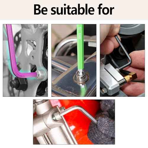 4PCS 2.5mm Ball End Hex Key Wrench, L-Shape Long Arm Allen Wrench, S2 Steel Six-Edge Screw Driver, Hexagon Head Repairing Tool, Green