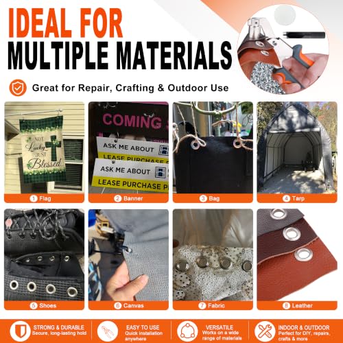 3/8 Inch (10mm) Grommet Tool Kit with 500 Stainless Steel Eyelets & Washer Set