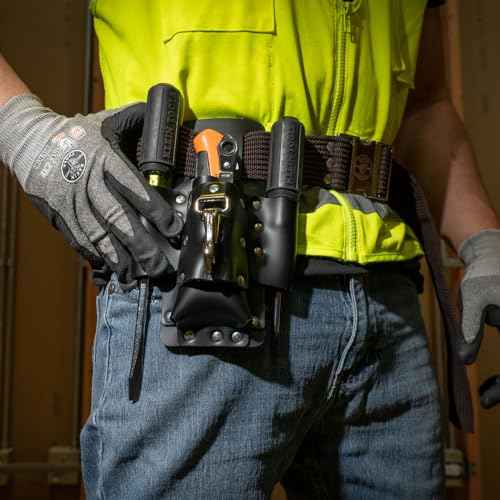 Klein Tools 5119 Tool Pouch, Multi Tool Holder with 4 Pockets and Knife Holder is Great for Electrician Gifts