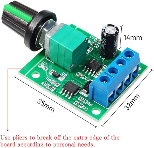 Gebildet 12V 5-Pin PWM Motor Speed Controller 2A Adjustable DC Driver with Knob