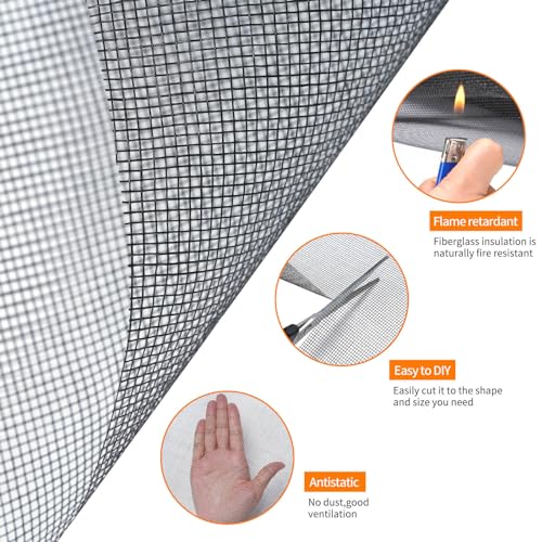 Lengtimo 36” x 100’ Black Fiberglass Window Screen Roll - Easy DIY Replacement