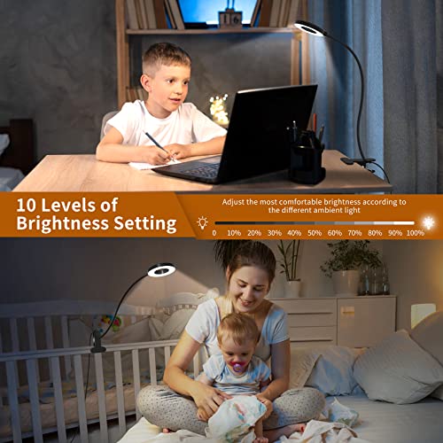 iZELL 15.8'' Black LED Desk Lamp with Clamp, 3 Color Modes & 10 Brightness Levels