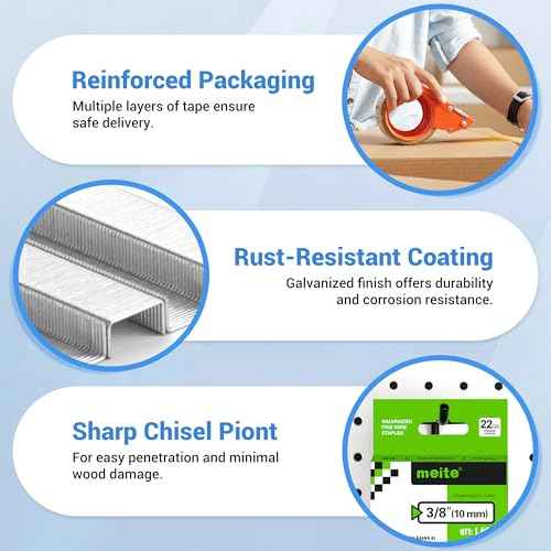 meite JT21 Staples, 3/8 Inch Galvanized Fine Wire Staples for Staple Gun - 1,600 Counts, 7/16" Crown JT21 Staple Refill, Ideal for Upholstery, Crafts, Furniture