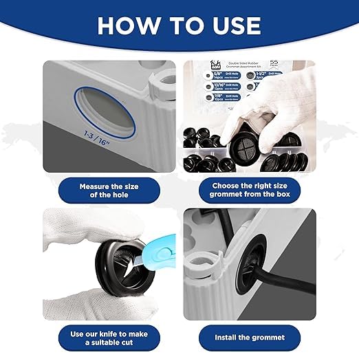 6 Sizes Rubber Grommets Kit 55Pcs - Wiring, Automotive & Electrical Seal