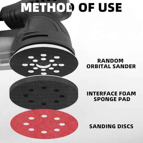 4 Pcs 5 Inch Foam Sponge Sanding Pads 8 Hole Hook and Loop Interface Pads for Random Orbital Sander