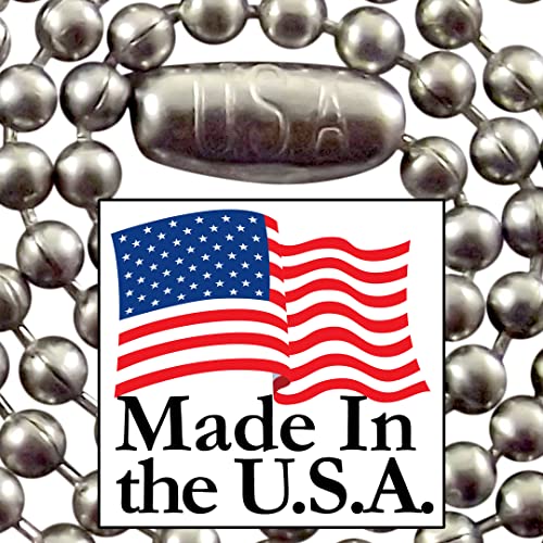 Stainless Steel Military Dog Tag Chain Set 27in & 4.5in Ball Chains US Made