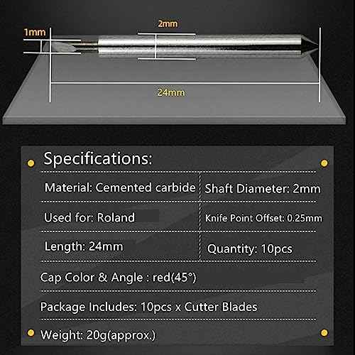 10Pcs Cutting Knife 30/45/60 Degree Plotter Cutter Blades Cemented Carbide Cutter Cutting Plotter Blade Replacement Cutter Blades (45¡Æ)