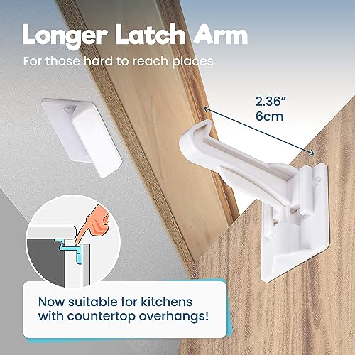 Invisible Baby Proofing Cabinet Lock Latches 10 Pack - No Drilling, Secure & Damage-Free Installation