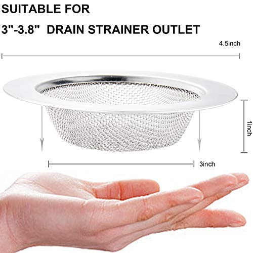 Stainless Steel Kitchen Sink Strainer 4.5 Inch Wide Rim Mesh & Punching Design