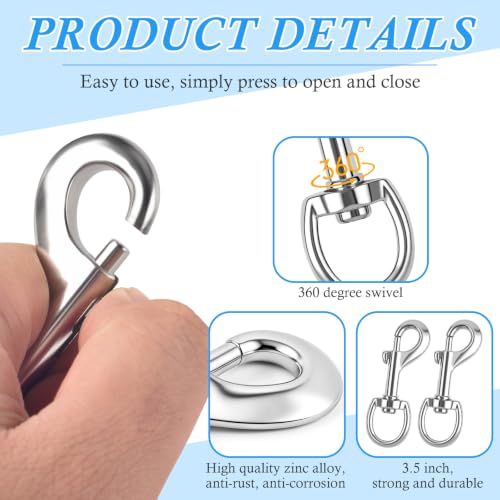 ERKOON 4 Pack 3.5 Inch Zinc Alloy Swivel Snap Hooks Heavy Duty Load 154Lbs