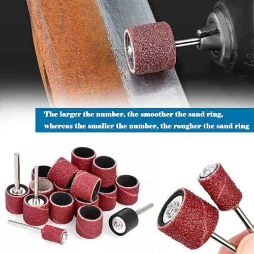 Tnisesm Aluminum Oxide Sanding Drum Set,Including 198 Pieces 80 120 240Grit Drum Sander Sanding Sleeves and 12 Pieces Drum Mandrels for Dremel Rotary Tool,Sanding Drums with Box