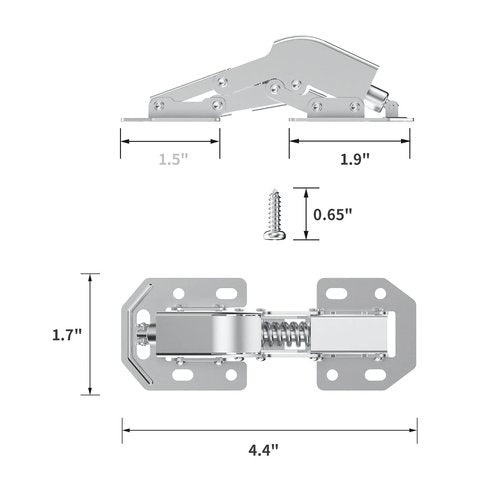 Chibery 4 Pack 90 Degree Soft Close Surface Mount Spring Hinges, Easy Installation No Pre-drilled, Noiseless Frameless Hidden Concealed Kitchen Cabinet Hinge for Cupboard Folded Replacement Hardware