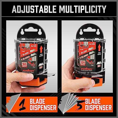 HORSUDY 100-Pack Utility Knife Blades, Box Cutter Blades Replacement with Dispenser, SK5 Carbon Steel