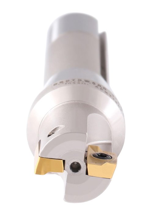 Accusize Industrial Tools 1'' by 5-27/32'' 90 Degree R8 Shank Indexable End Mills with 2 Apkt1604 Carbide Inserts Installed, 0028-6903