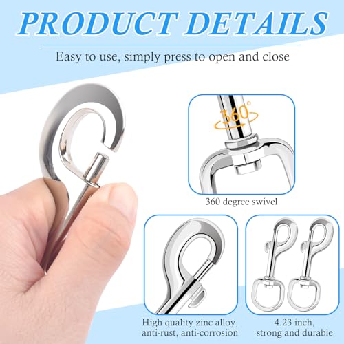 ERKOON 2 Pack Heavy Duty Zinc Alloy Swivel Eye Bolt Snap Hooks 4.23 Inch 220Lbs Load