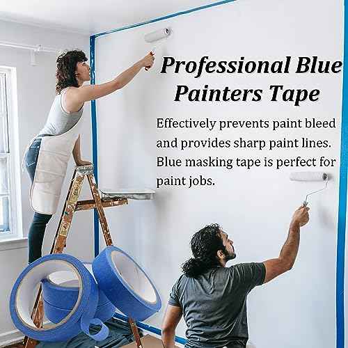 Masking Tape 0.94 inches x 66 feet, 6 Pack Multi-Surface Blue Painters Masking Tape Paint Tapes for Painting, Decorations, Crafts, Arts, Labeling, Indoor and Outdoor Use, Medium Adhesion