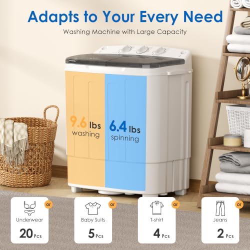 INTERGREAT Portable Washing Machine 16lbs Compact Washer & Dryer Combo with Glass Cover