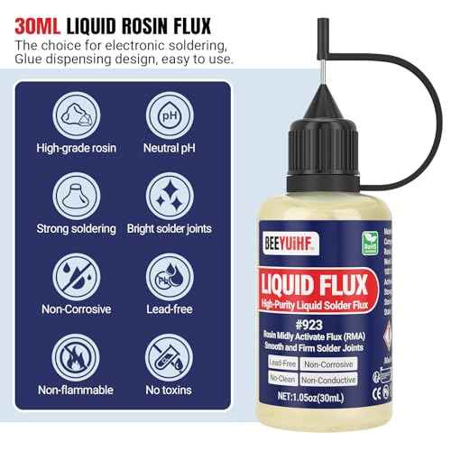 Liquid Solder Flux Dropper, Liquid Soldering Flux, No Clean Liquid Flux, Electrical Liquid Rosin Flux Solder, Liquid Flux Soldering Squeeze Bottle (30 mL/1.05Oz.)
