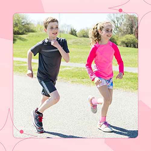 Haysandy 4 Pieces/ 2 Pair Kids Ankle Support Brace Elastic Kids Compression Socks Knitted Ankle Sleeve for Jogging Running Fitness (Pink,5-10 Years)