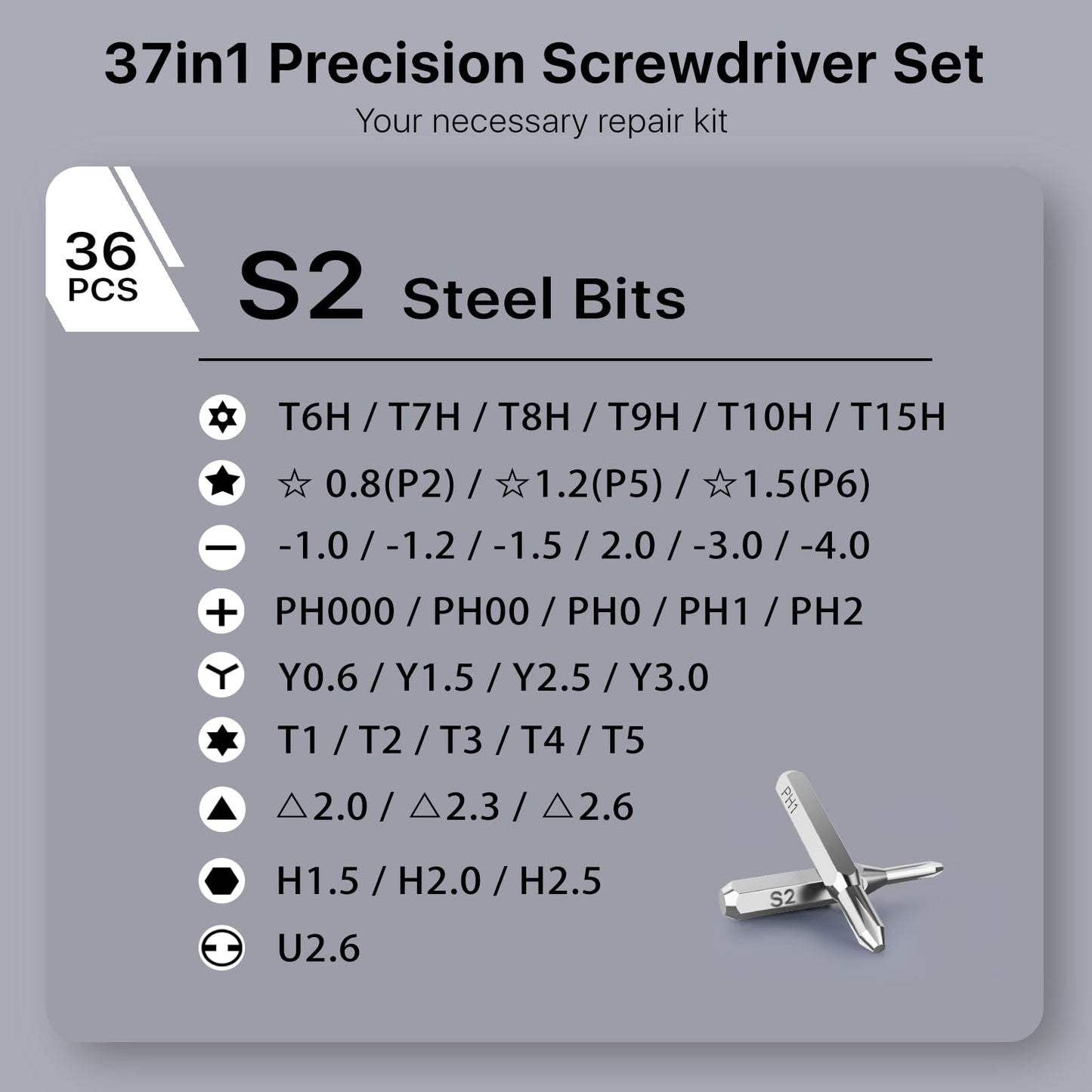 Stocking Stuffers for Men Adults Him, AXTH 37in1 Small Precision Screwdriver Set, Christmas Gifts, Professional Magnetic Mini Repair Tool Kit for Computer, Watch, Laptop, Tiny Electronic